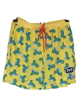 Mosmann Australia Mens Yellow Swim Trunks Size M Water Gun Print Mesh Lining